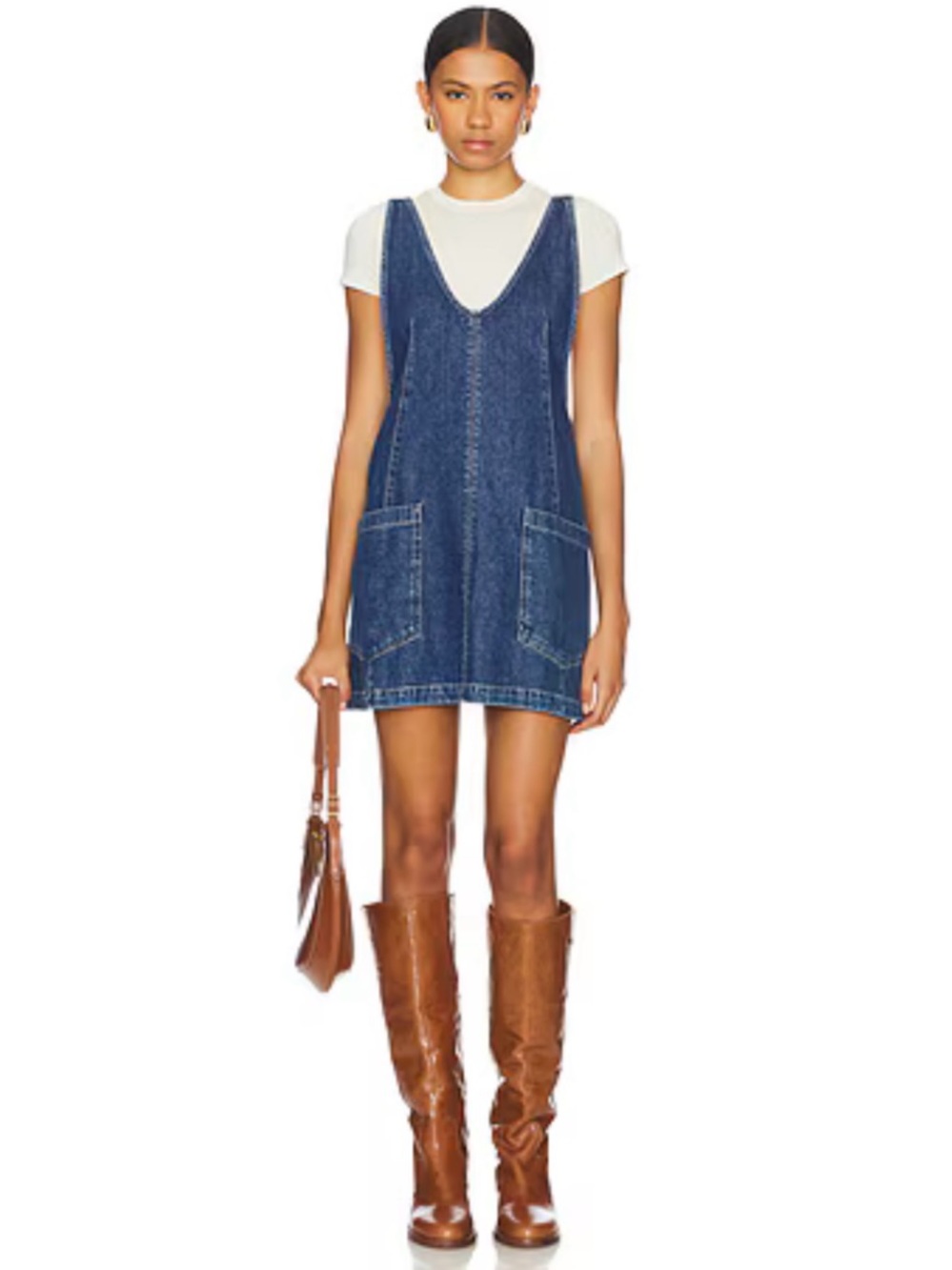 Free People We The Free High Roller Skirtall Denim Dress Mini Blue Small Jumper